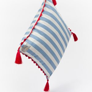 MAİSON ALİSA MARİN ESİNTİLİ MAVİ ÇİZGİLİ DEKORATİF KIRLENT