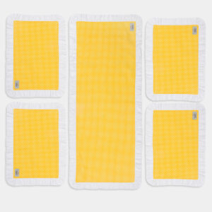 MAİSON ALİSA "Summer Breeze" PUANTİYELİ FIRFIRLI RUNNER VE 4'LÜ AMERİKAN SERVİS SETİ